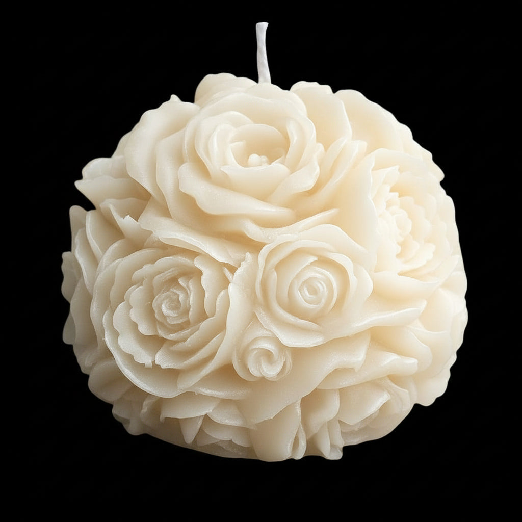 Blooming Roses Sphere: Aromatherapeutic Floral Candle Decor