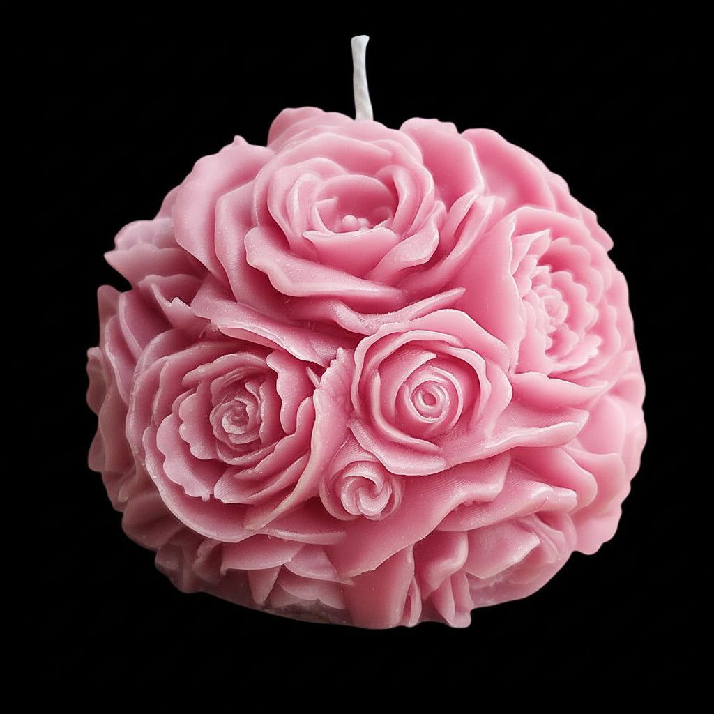 Blooming Roses Sphere: Aromatherapeutic Floral Candle Decor