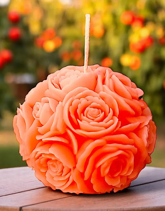Exclusive Design Rose Ball Peach Candle