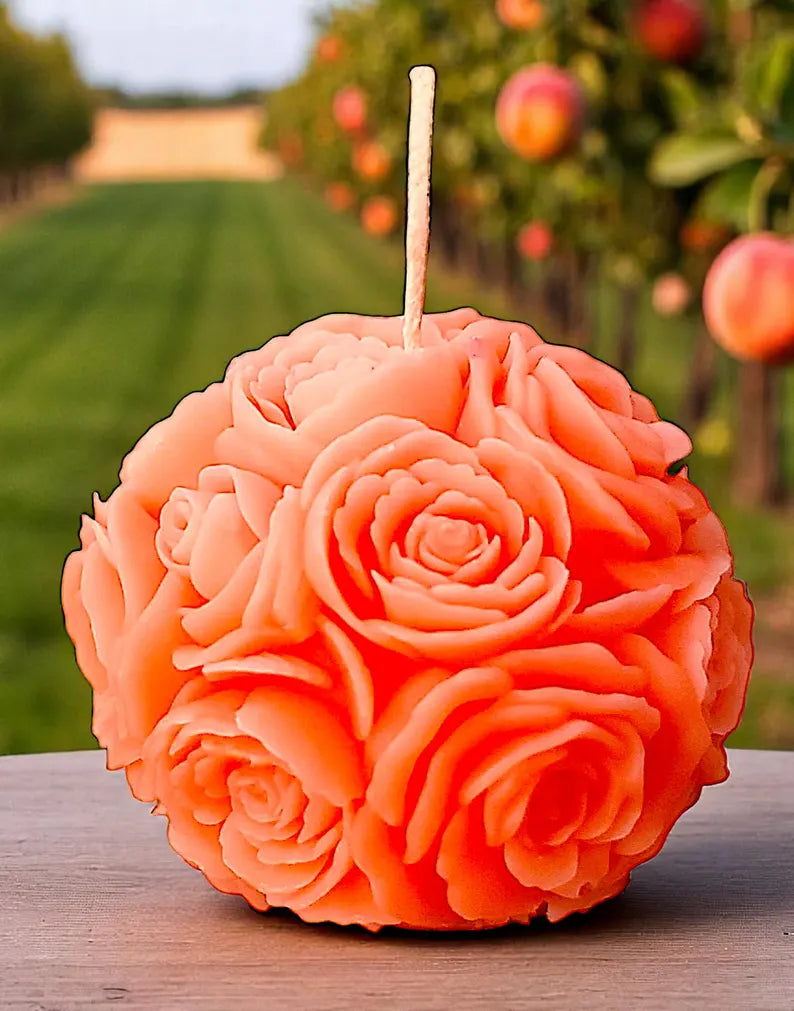 Exclusive Design Rose Ball Peach Candle