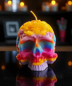 Multi Colored Skull Candle