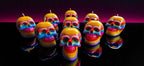 Multi Colored Skull Candle