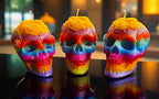 Multi Colored Skull Candle