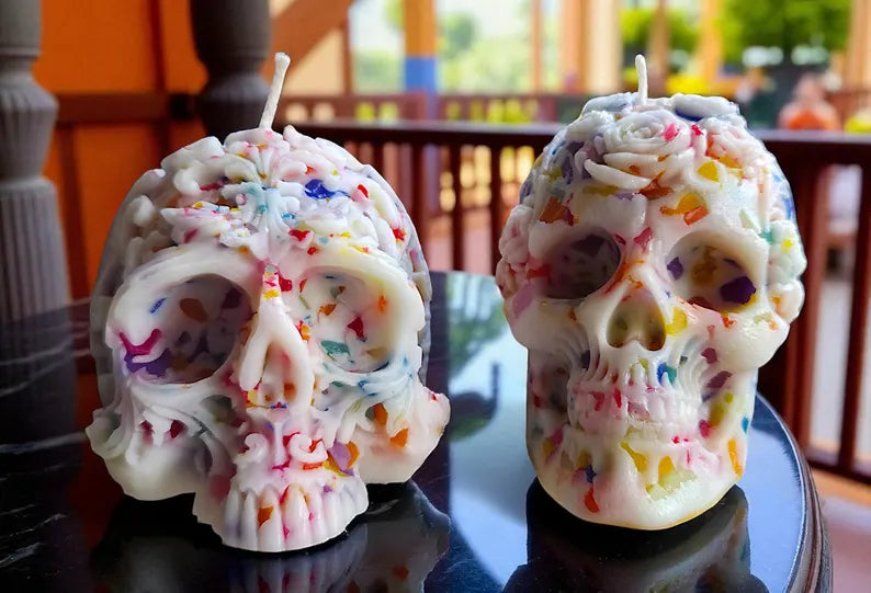 Hauntingly Beautiful Halloween Skull Candles