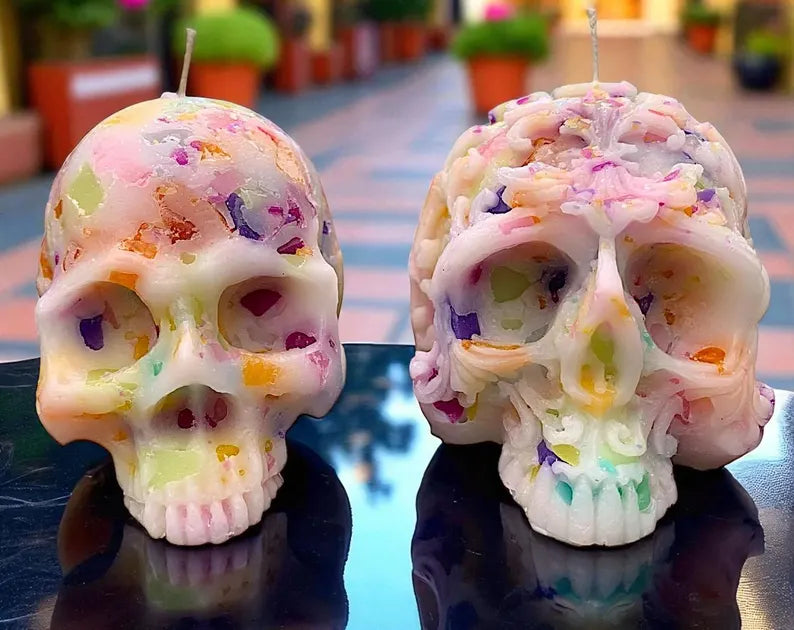 Hauntingly Beautiful Halloween Skull Candles