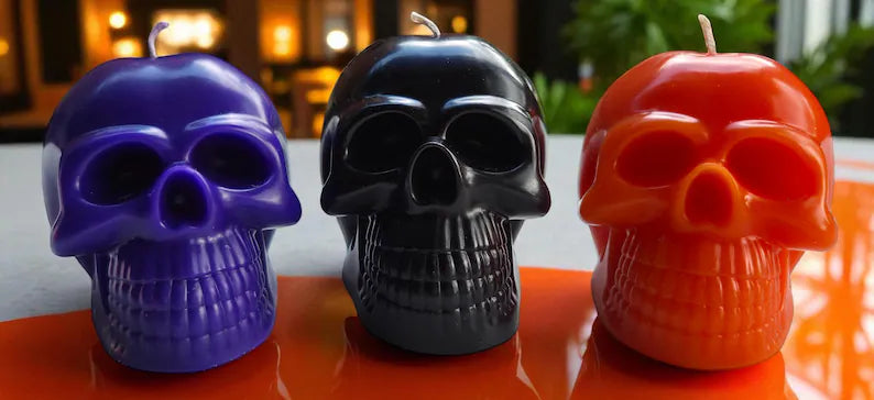 Halloween Neanderskull candle
