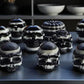 Halloween skull candles and pumpkins