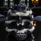 Halloween skull candles and pumpkins