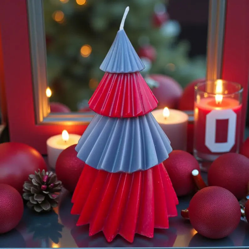 OSU Buckeye Christmas Tree Candle
