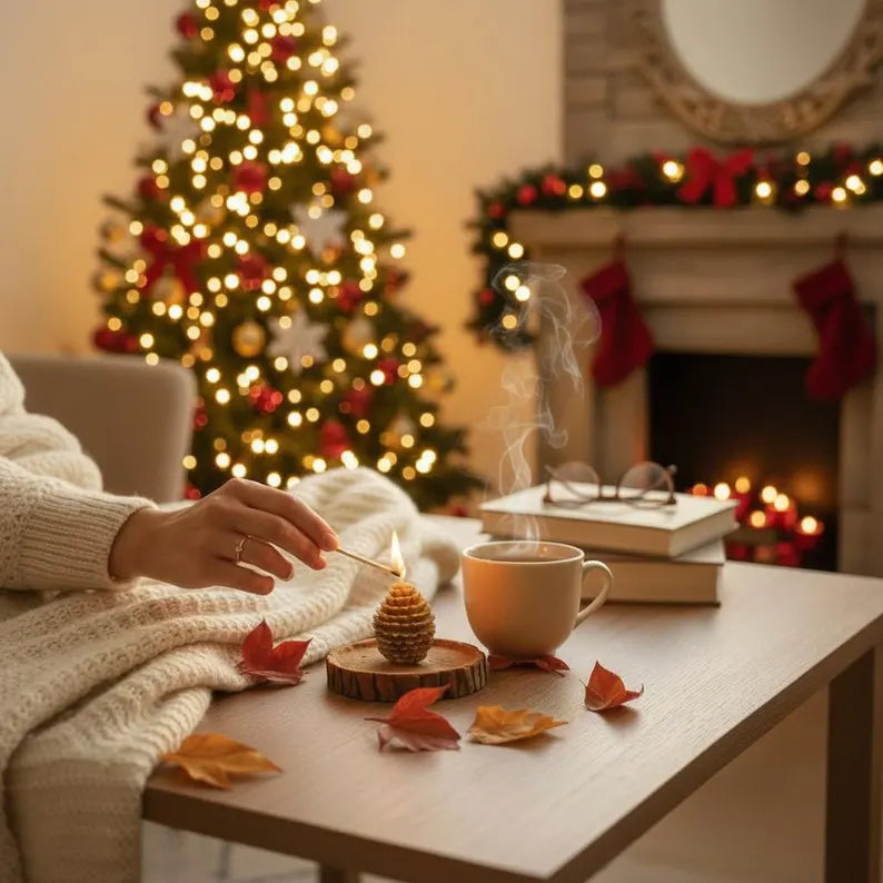 Festive Pine Cone Candles