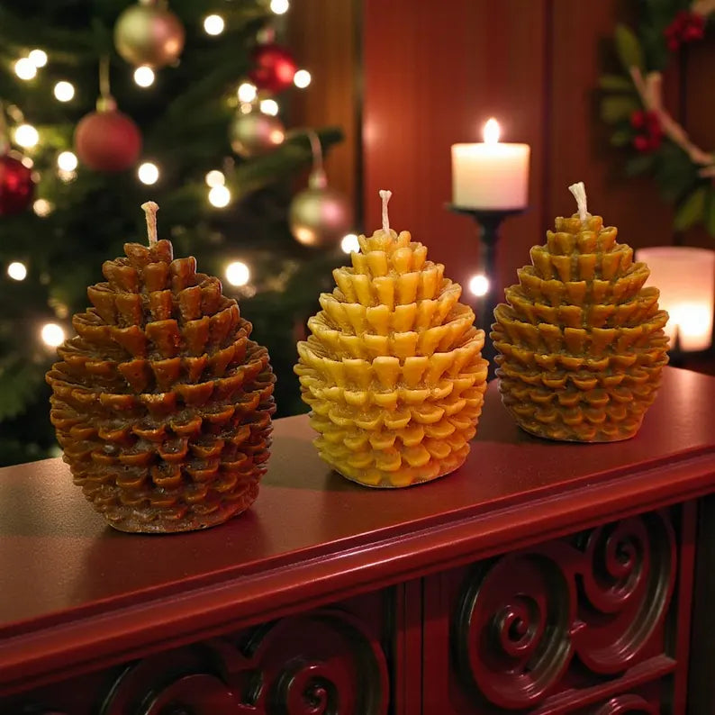 Festive Pine Cone Candles