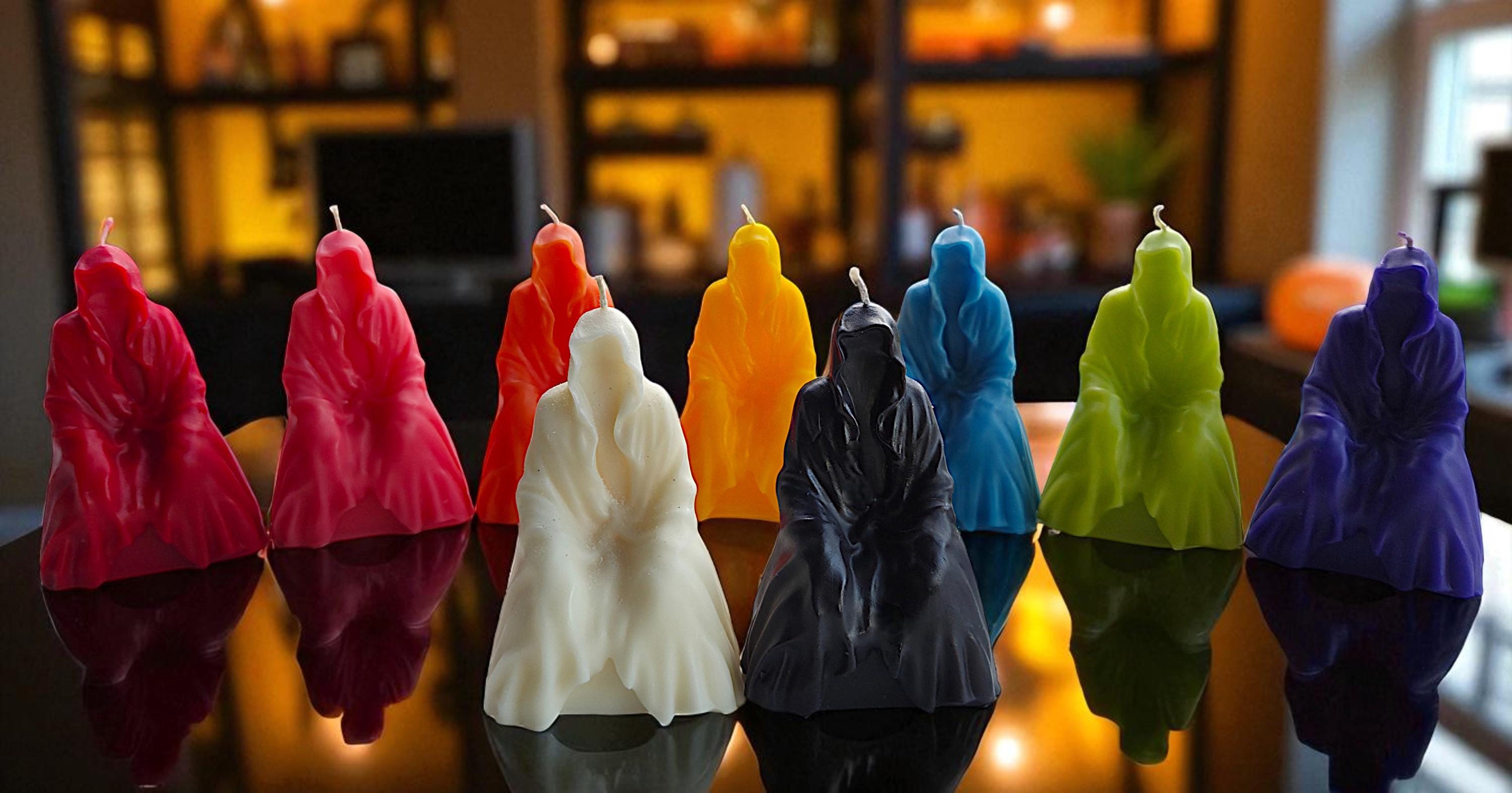Ghost/Reaper Candles: Spooky Halloween Decor, 9 Colors, 12 Scents