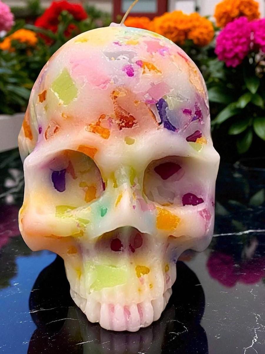 Spectral Spook Halloween Skull Candle: Handmade Home and Gift Decor