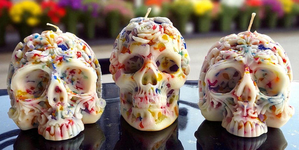 Spectral Spook Halloween Skull Candle: Handmade Home and Gift Decor