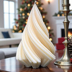 Unique Large Spiral Tree Candle: Whites & Festive Rainbow Lights - White Christmas 2025