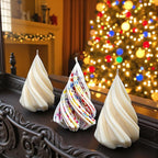 Small Spiral Christmas Tree Candle: Scented, White and with Jewel Tones