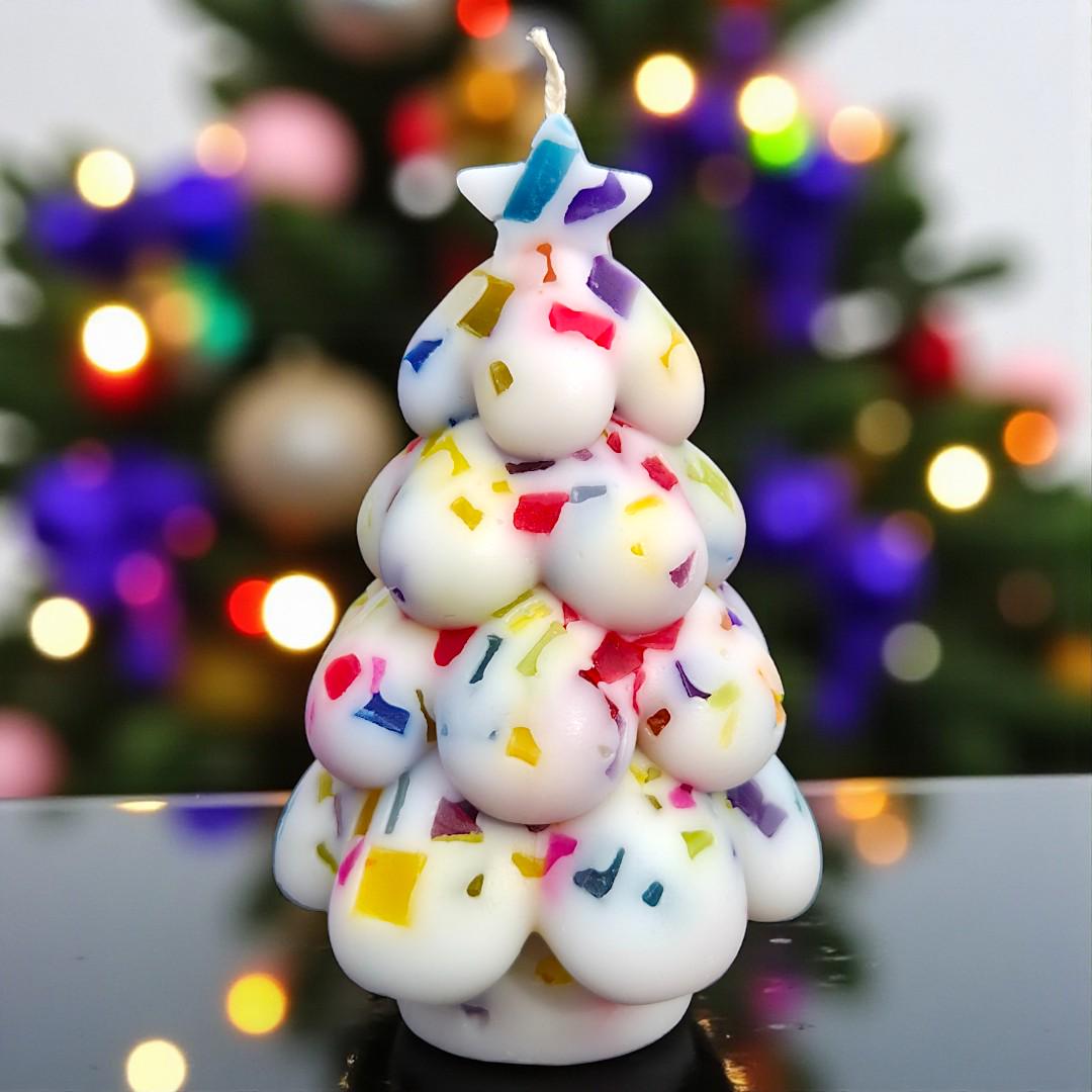 Snow Tree Candle: Jeweled Christmas Tree, Aromatherapy Scented