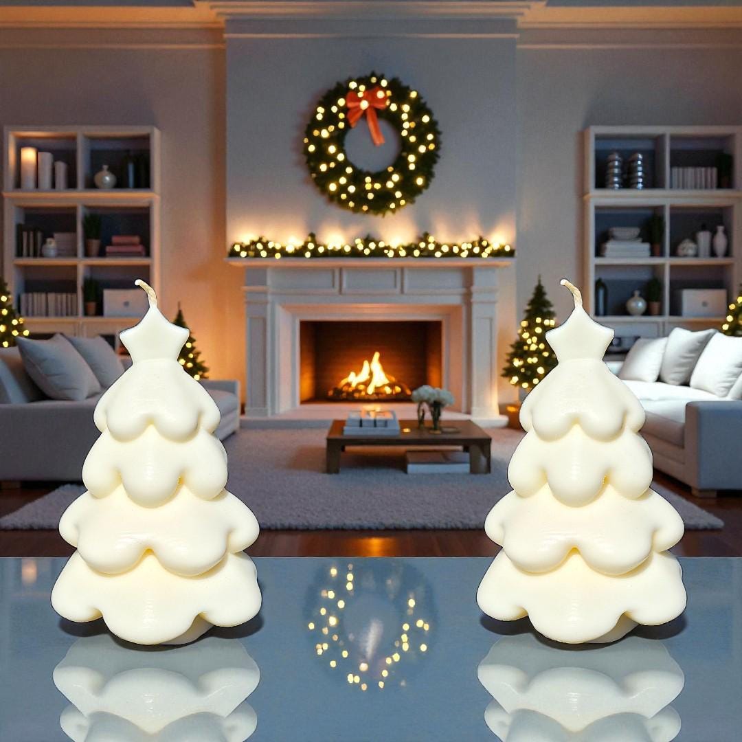 Snow Tree Candle: Jeweled Christmas Tree, Aromatherapy Scented