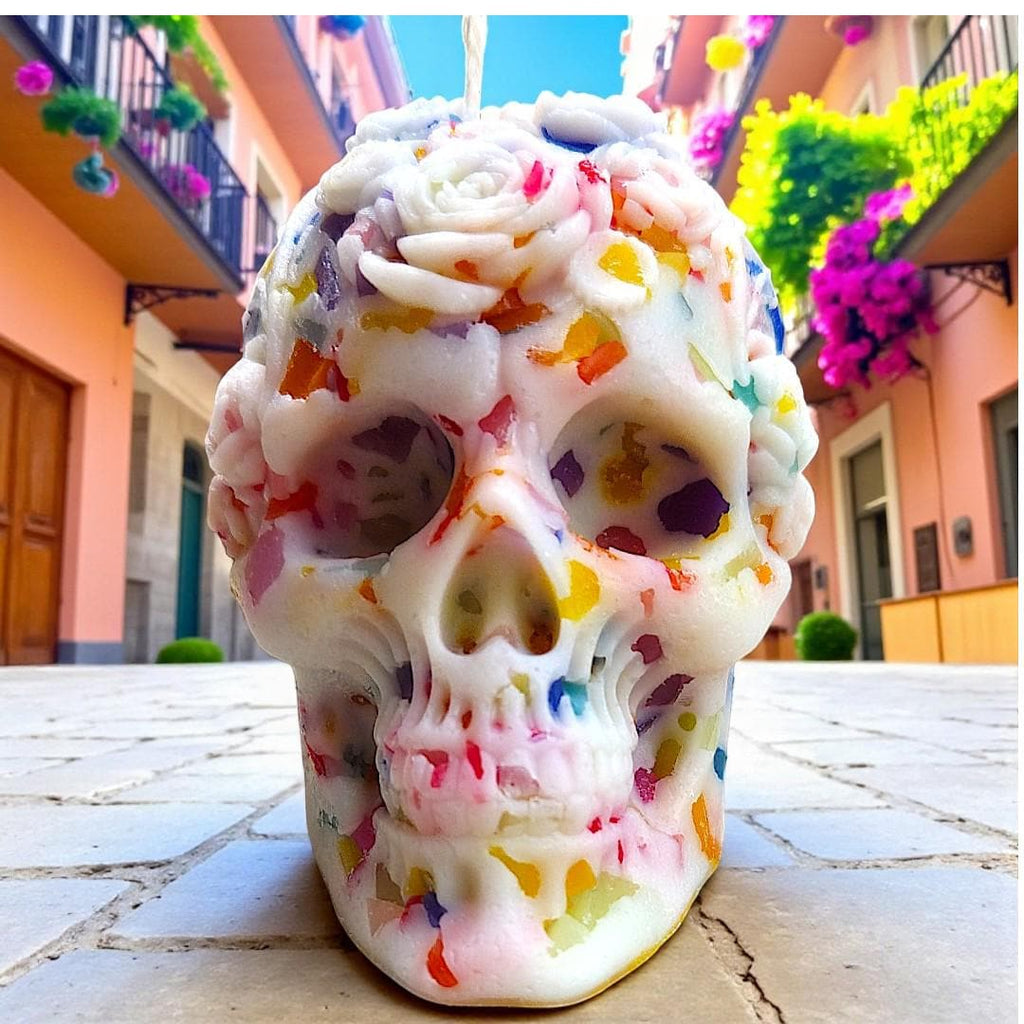 Spectral Spook Halloween Skull Candle: Handmade Home and Gift Decor