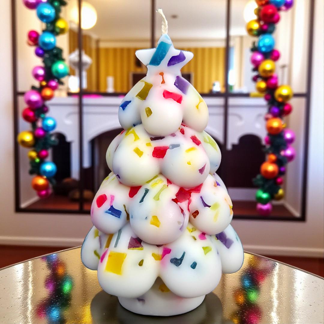 Snow Tree Candle: Jeweled Christmas Tree, Aromatherapy Scented