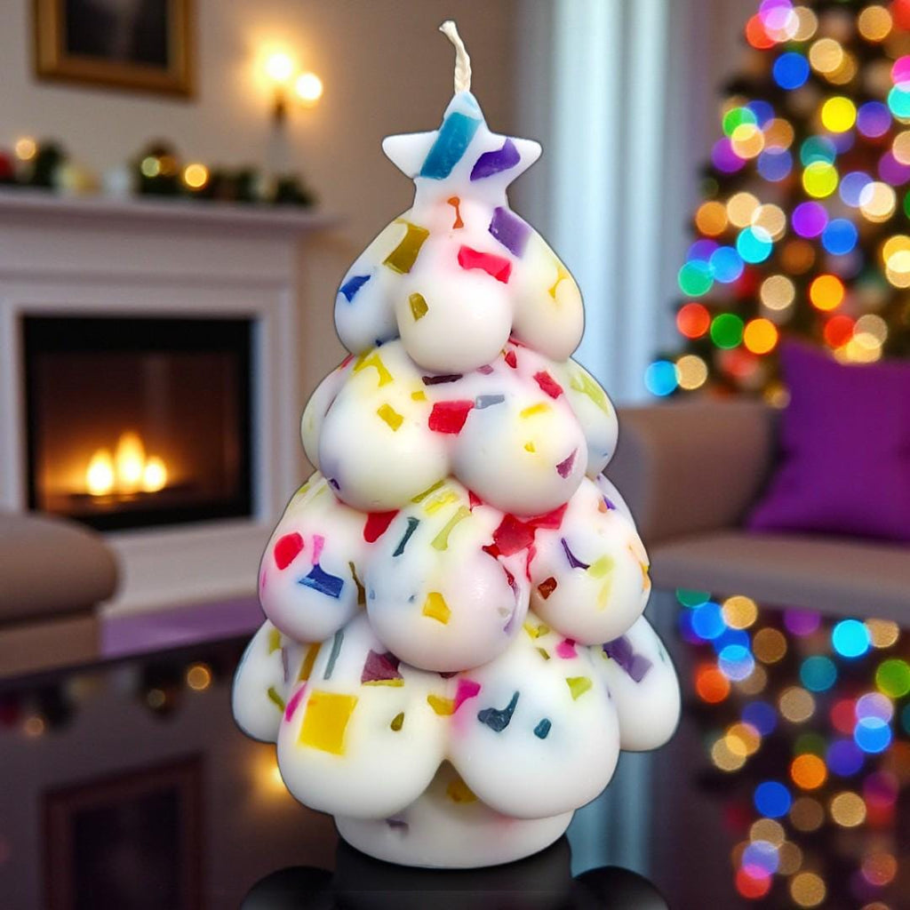 Snow Tree Candle: Jeweled Christmas Tree, Aromatherapy Scented