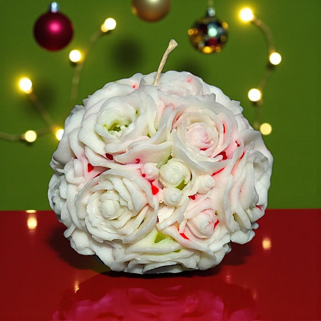Festive Blooming Flowers Sphere Candle: Aromatherapy Christmas Decor