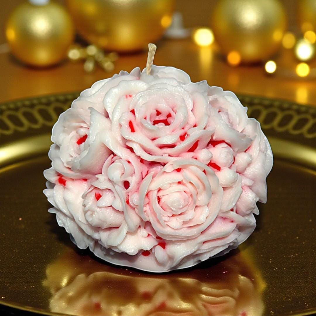 Festive Blooming Flowers Sphere Candle: Aromatherapy Christmas Decor