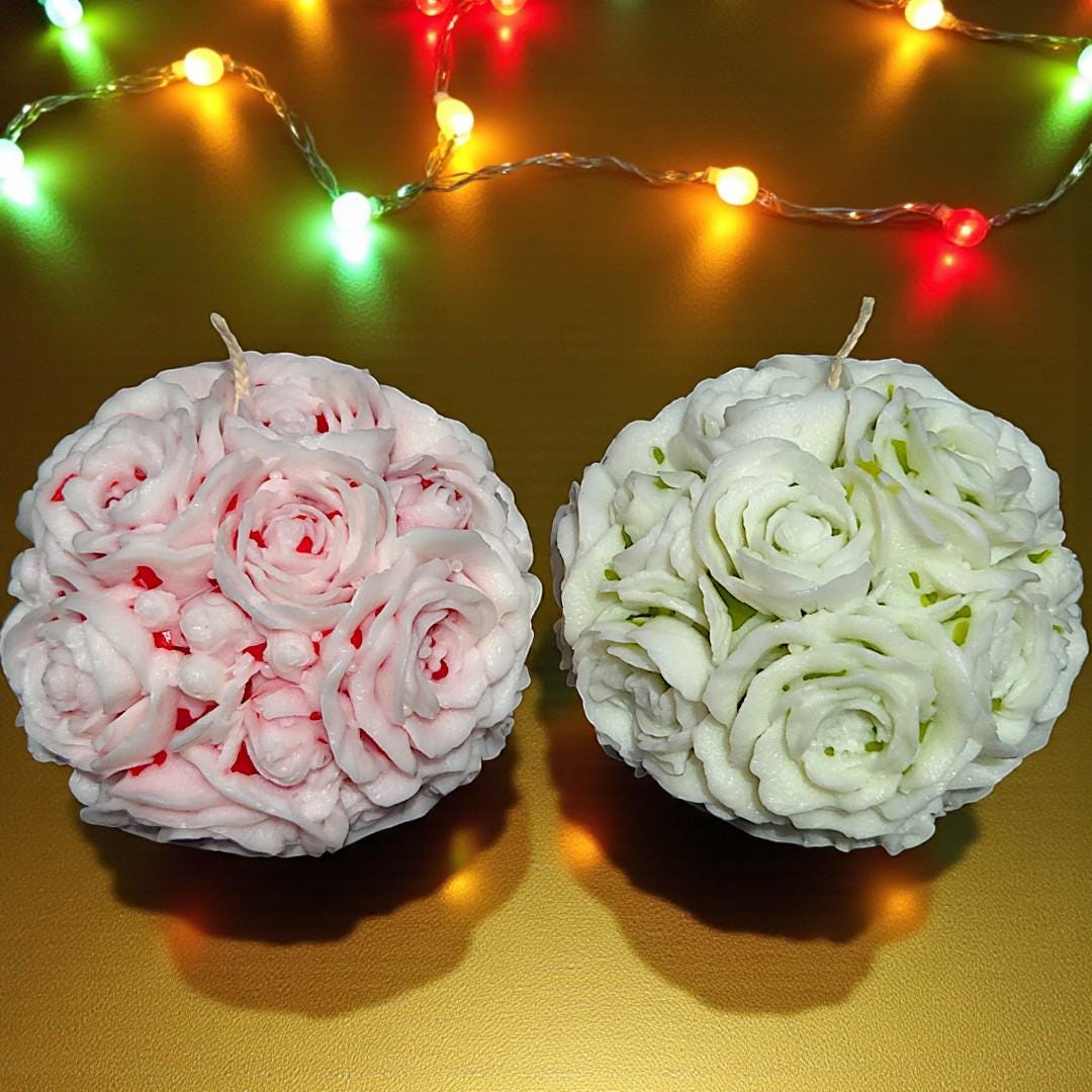 Festive Blooming Flowers Sphere Candle: Aromatherapy Christmas Decor