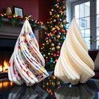 Small Spiral Christmas Tree Candle: Scented, White and with Jewel Tones