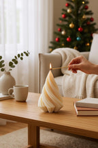 Small Spiral Christmas Tree Candle: Scented, White and with Jewel Tones