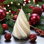 Small Spiral Christmas Tree Candle: Scented, White and with Jewel Tones