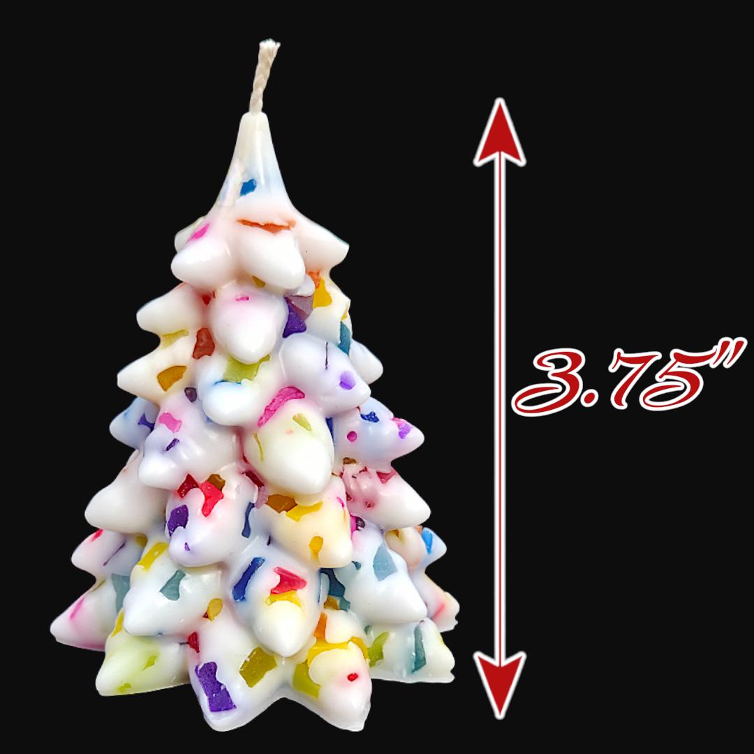 Aromatherapy Christmas Tree Candle: Douglas Fir Whites & Festive Rainbow Lights