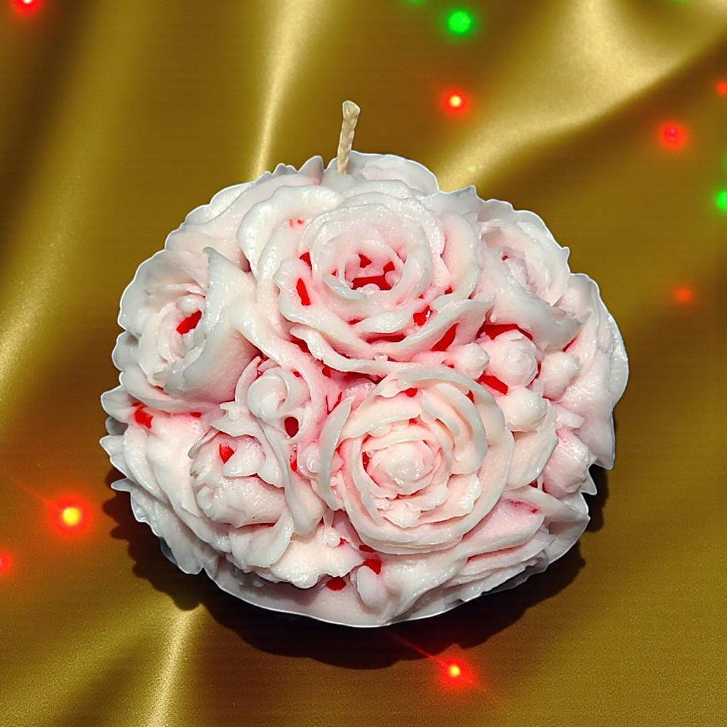 Festive Blooming Flowers Sphere Candle: Aromatherapy Christmas Decor