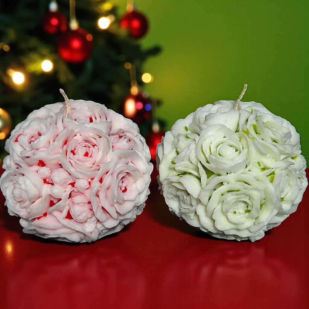 Festive Blooming Flowers Sphere Candle: Aromatherapy Christmas Decor