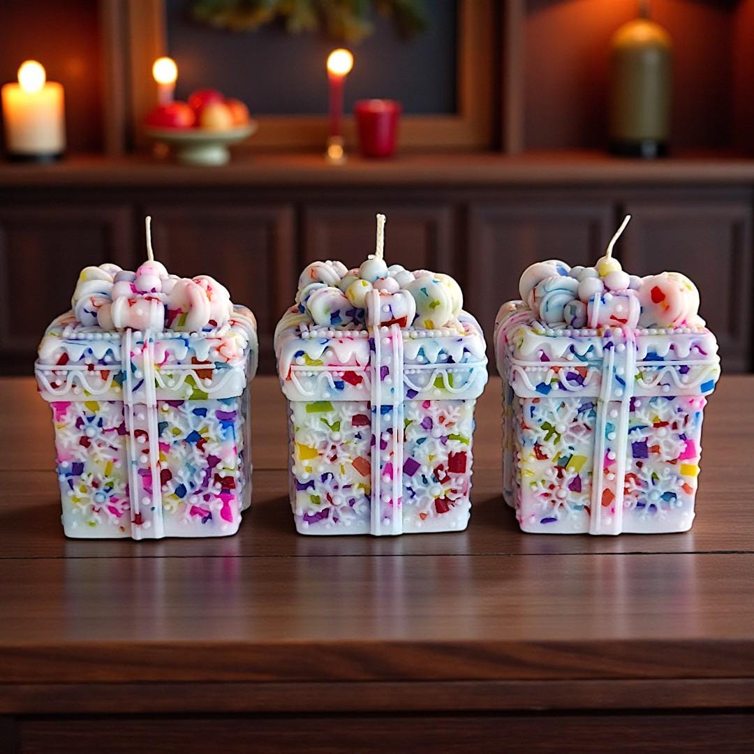 The Grand Jewels Colorful Christmas Gift Box-Shaped Candle