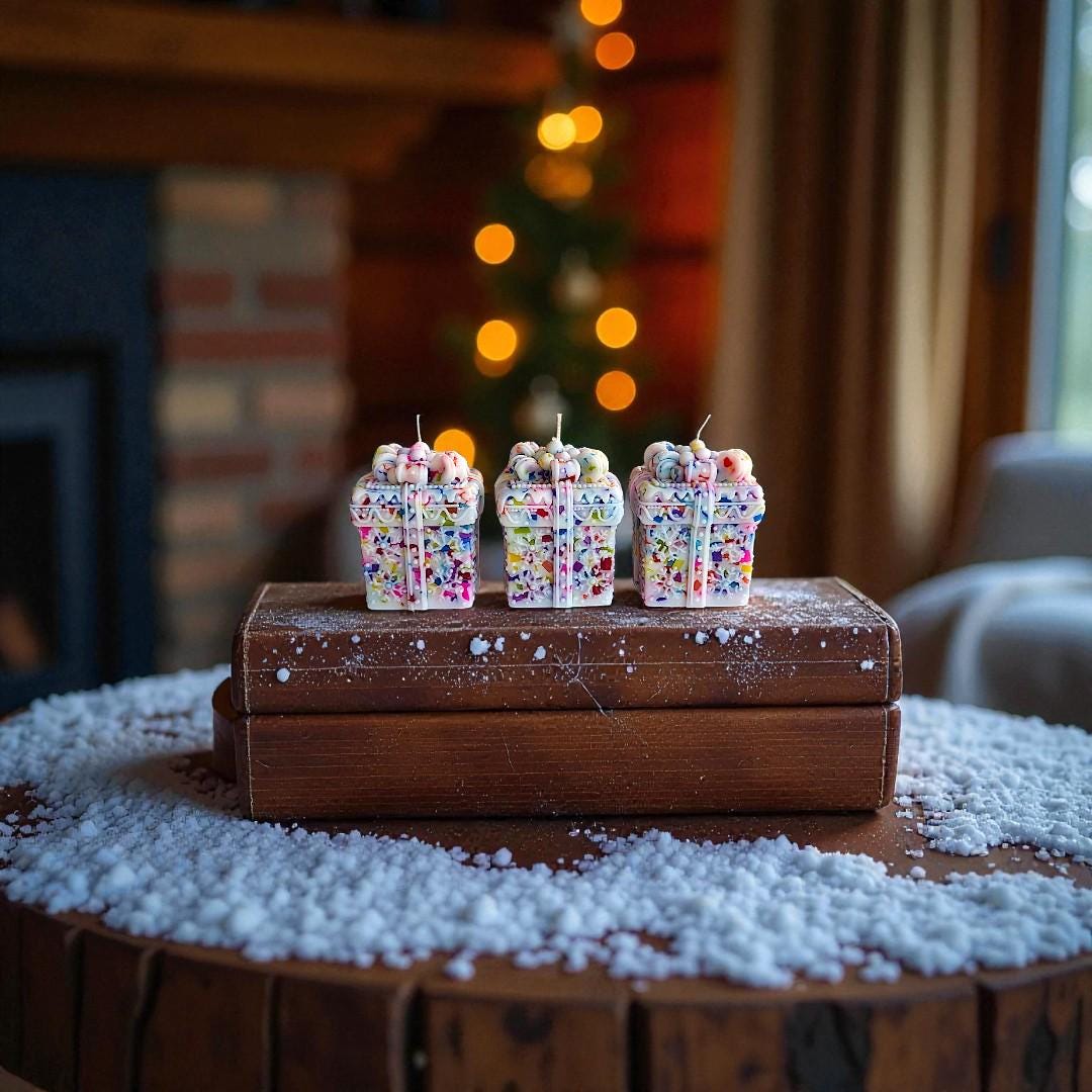 The Grand Jewels Colorful Christmas Gift Box-Shaped Candle