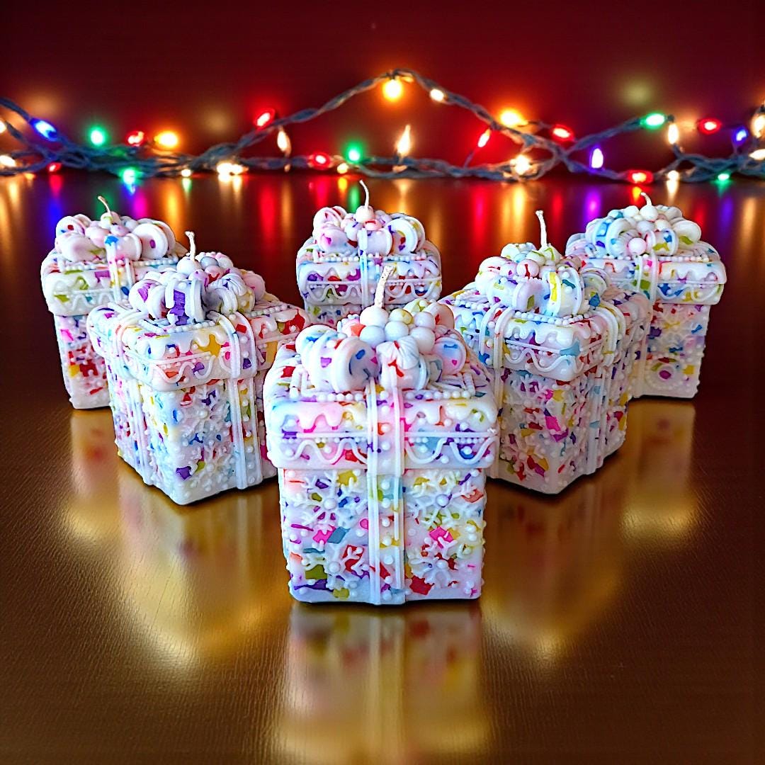The Grand Jewels Colorful Christmas Gift Box-Shaped Candle