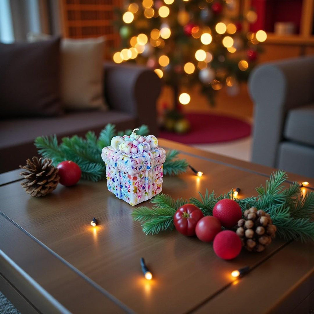 The Grand Jewels Colorful Christmas Gift Box-Shaped Candle