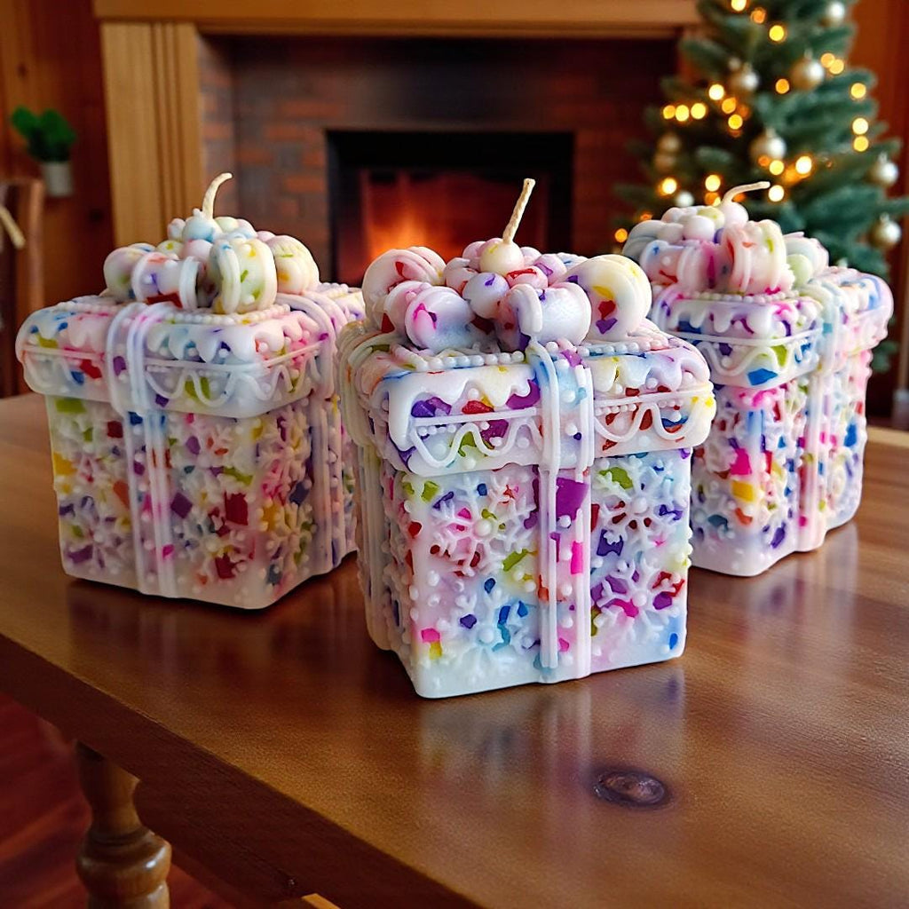 The Grand Jewels Colorful Christmas Gift Box-Shaped Candle