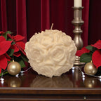 Large White Rose Ball Candle Table Centerpiece