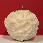Large White Rose Ball Candle Table Centerpiece