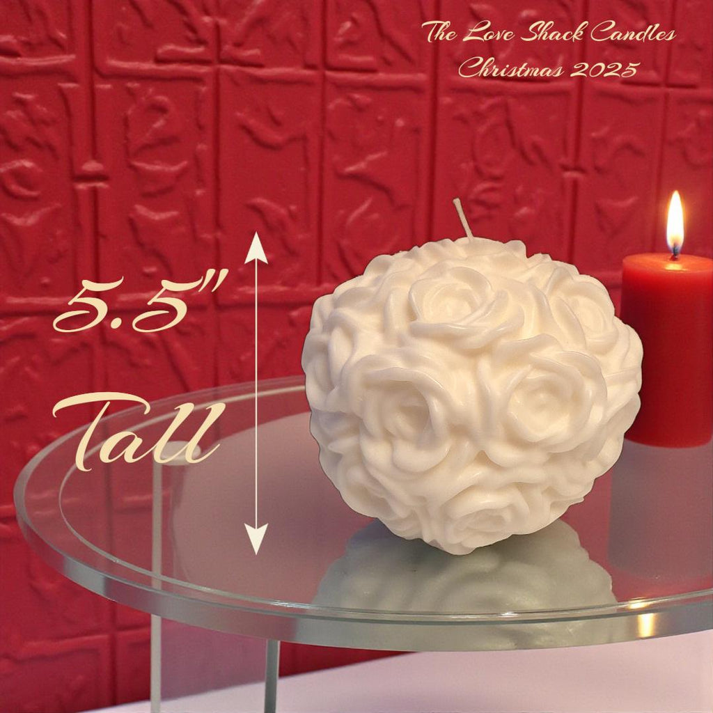 Large White Rose Ball Candle Table Centerpiece