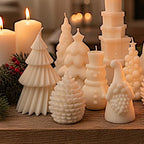 Festive Pine Cone Candles: Rustic Christmas Glow, Set of 3