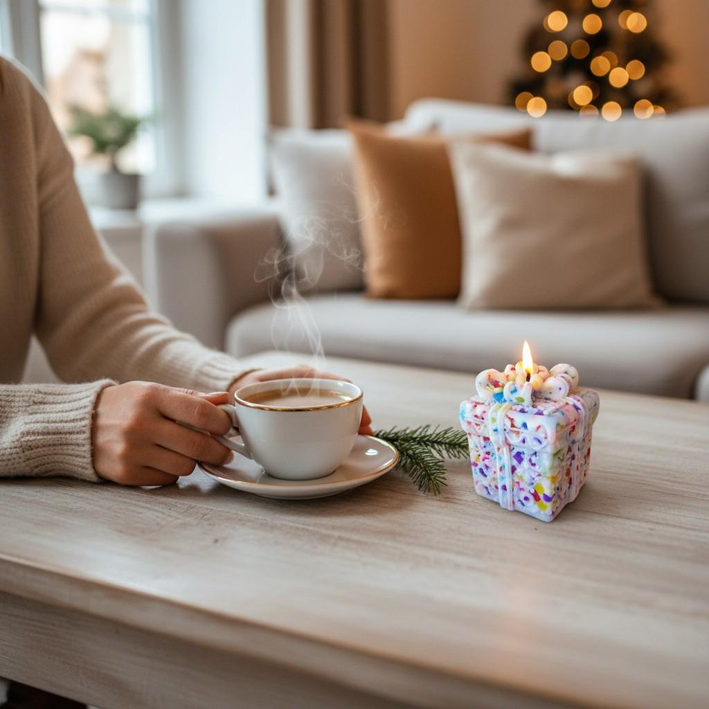 The Grand Jewels Colorful Christmas Gift Box-Shaped Candle