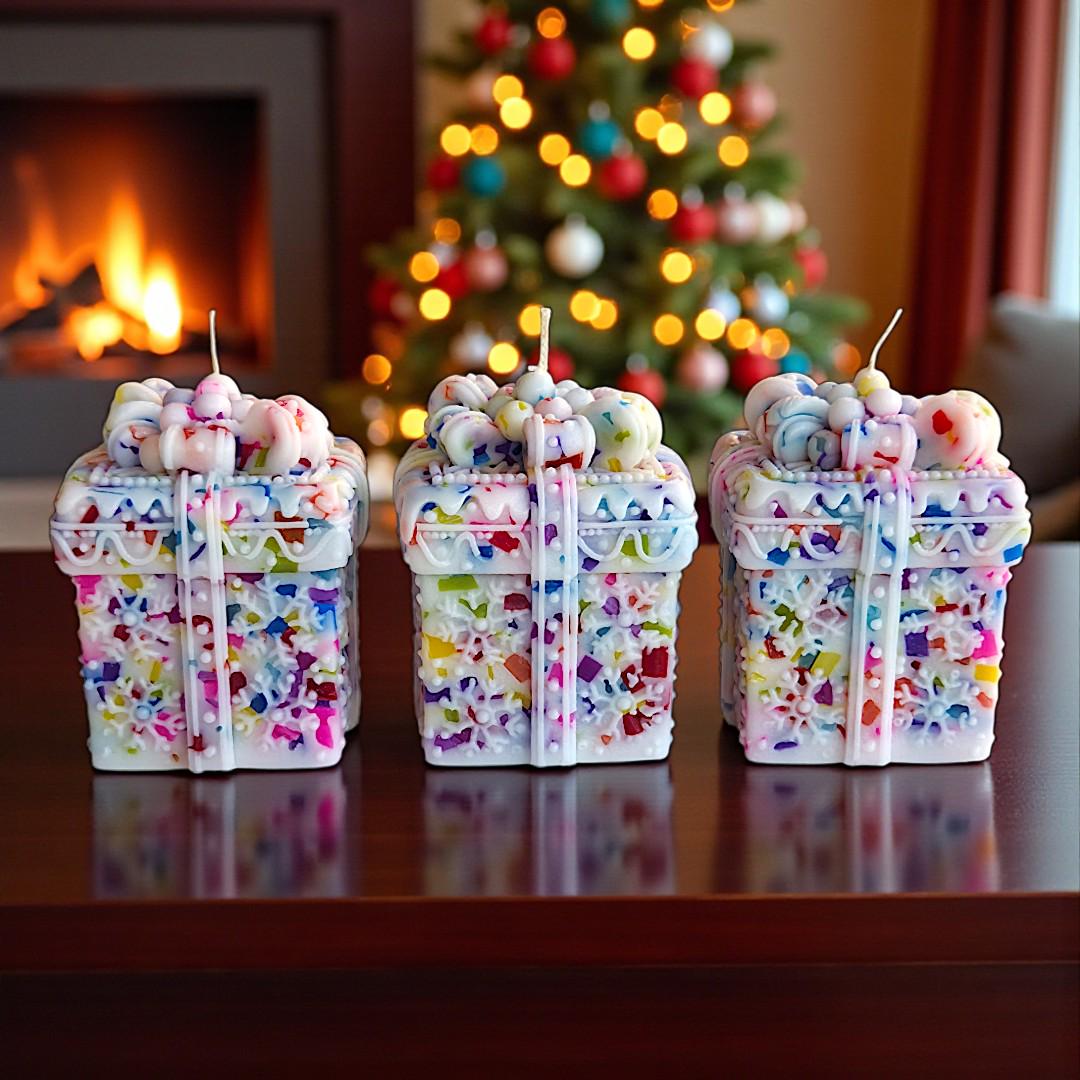 The Grand Jewels Colorful Christmas Gift Box-Shaped Candle