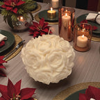 Large White Rose Ball Candle Table Centerpiece
