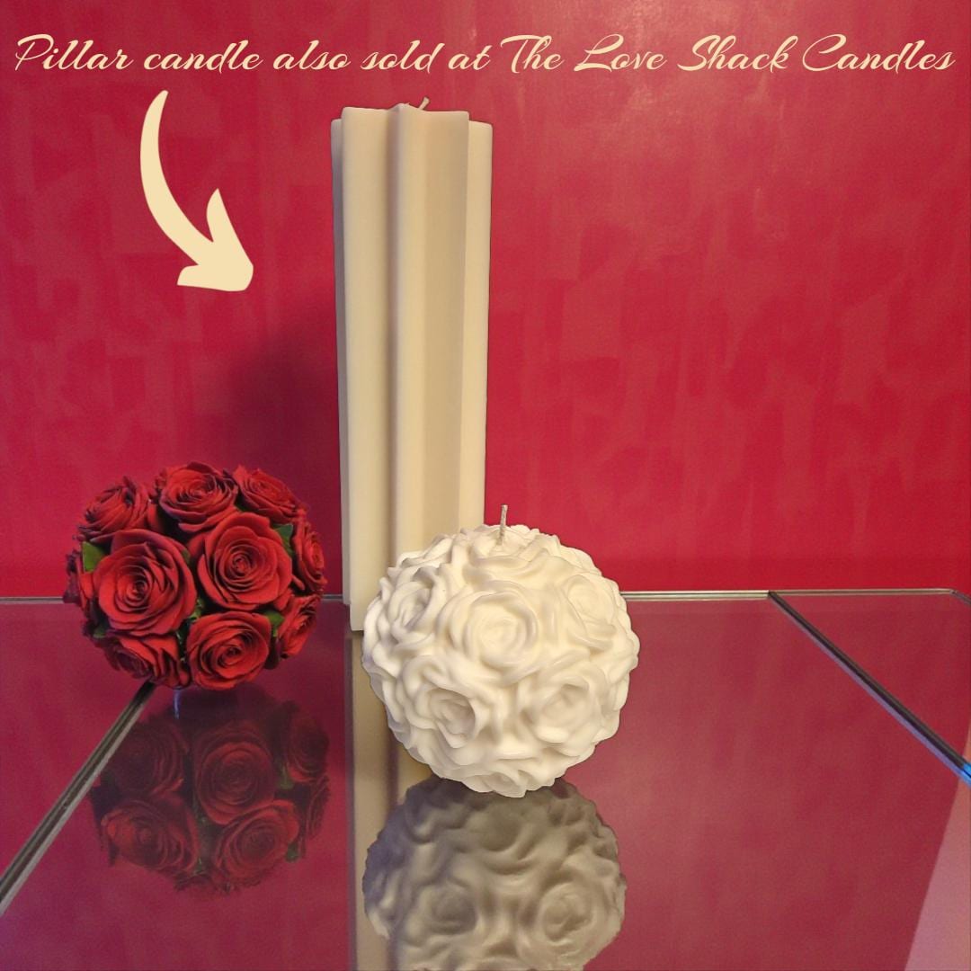 Large White Rose Ball Candle Table Centerpiece