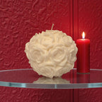 Large White Rose Ball Candle Table Centerpiece
