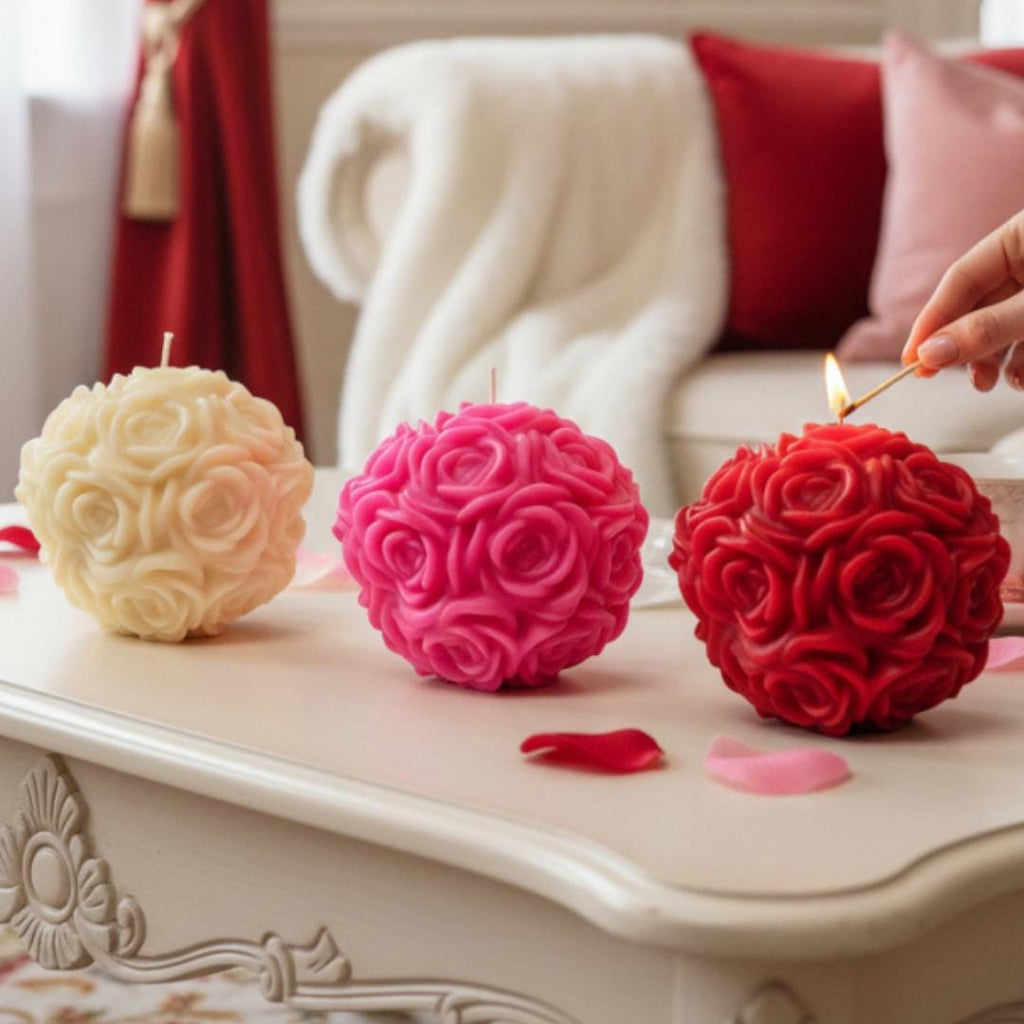 The Grand Rose Ball Candle - A Large Table Centerpiece and an Unforgettable High-end, Handcrafted Gift