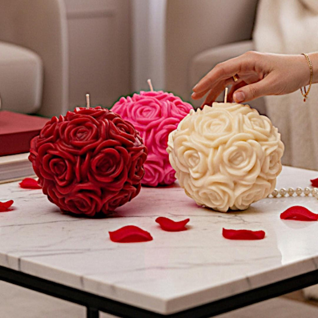The Grand Rose Ball Candle - A Large Table Centerpiece and an Unforgettable High-end, Handcrafted Gift